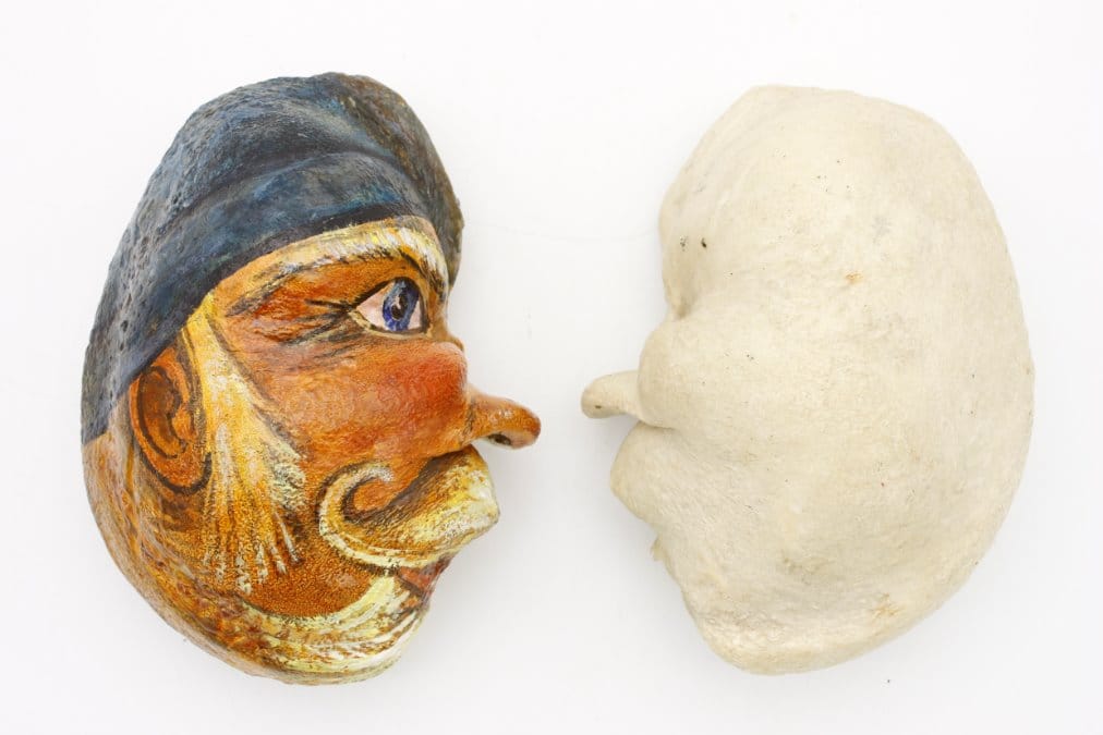 Whale inner ear bone painted by a sailor in the 1800s